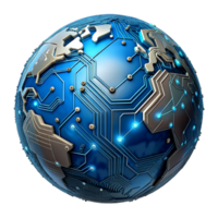 AI generated 3d world global network digital technology png