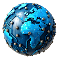 AI generated 3d world global network digital technology png