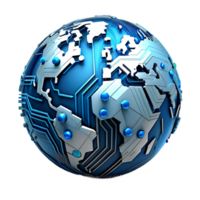 AI generated 3d world global network digital technology png