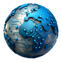 AI generated 3d world global network digital technology png