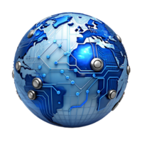 AI generated 3d world global network digital technology png