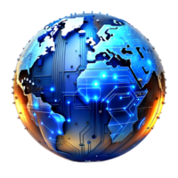 AI generated 3d world global network digital technology png