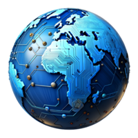 AI generated 3d world global network digital technology png