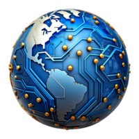 AI generated 3d world global network digital technology png