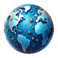 AI generated 3d world global network digital technology png