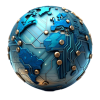 AI generated 3d world global network digital technology png