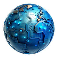 AI generated 3d world global network digital technology png