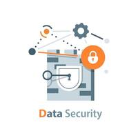 data security,Online server protection system concept,flat design icon vector illustration