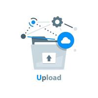 Uploading office file flat icon with gradient style. Uploading office document icon. File upload task icon for business and presentation vector