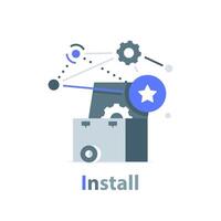 Easy Installation,update system,Upgrade application icon concept vector