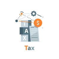 Concept tax payment. Data analysis, paperwork,flat design icon vector illustration