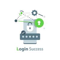 login success concept,empty state ui, infographic, icon vector