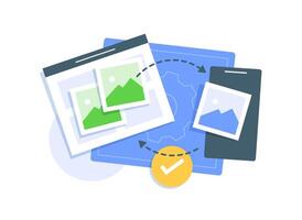 Share wirelessly files,send media data between connected devices via wifi or bluetooth tech vector