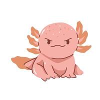 Cute Axolotl with Grumpy Expression vector