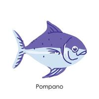 Pompano Edible Salt Water Fish Element vector