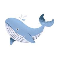 Whale Cartoon Ocean Mammals Flat Illustration vector