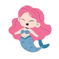 Cartoon Mermaid Girl Smile and  Happy Expression vector