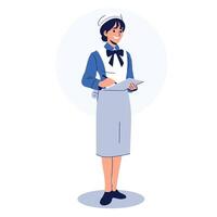 Woman Hotel Maid Staff Flat Concept Style vector