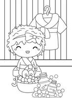 Girl Kids Doing Spa Day for Beauty Treatment Cartoon Coloring Activity for Kids and Adult vector