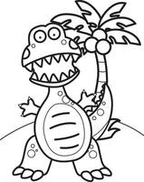 Cute and Funny Wild Dinosaur Tryannosaurus Trex Cartoon Coloring Activity for Kids and Adult vector