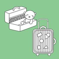 Cute Lullage Accessories for Packing for Holiday Trip Vacation Cartoon Digital Stamp Outline vector