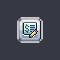 bill document sign in pixel art style vector