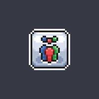 three people with different color sign in pixel art style vector