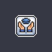 Study care sign in pixel art style vector