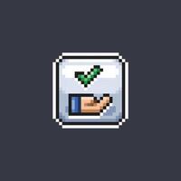 check list hand sign in pixel art style vector