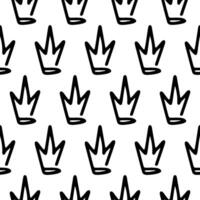 seamless background with hand-drawn crowns. Linear pattern vector