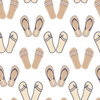 seamless flip flops pattern. color summer backdrop. Beige repeat background. Cartoon flat illustration. vector