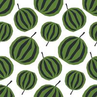 Seamless pattern with ripe watermelon on white . Applique style drawing. Background, wrapping paper. vector