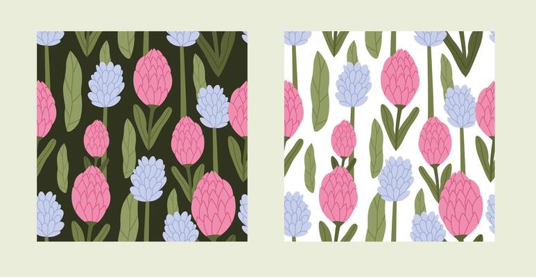 Protea seamless pattern set
