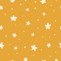 Yellow background with white flower pattern vector