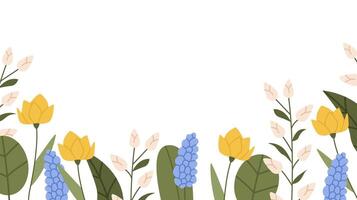 Horizontal backdrop with wild flowers vector