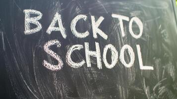 AI generated Photo of the text 'Back To School' written using colorful chalk on a classroom blackboard, generative AI