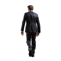 AI generated Back View of a Confident Businessman Walking Away in a Tailored Suit - Concept of Leadership and Career Progression png