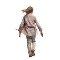 AI generated Young Woman in Casual Hoodie and Trousers Walking Away - Isolated Back View png