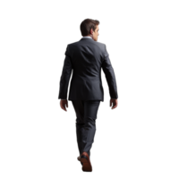 AI generated Back View of a Confident Businessman Walking Away in a Tailored Suit - Concept of Leadership and Career Progression png