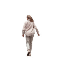 AI generated Young Woman in Casual Hoodie and Trousers Walking Away - Isolated Back View png