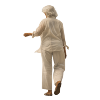 AI generated Elderly Woman in Beige Attire Walking Away - Isolated Back View png