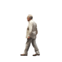 ai gerado Senior homem dentro elegante bege vestuário caminhando com objetivo - isolado lado Visão png