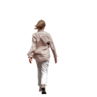 AI generated Young Woman in Casual Hoodie and Trousers Walking Away - Isolated Back View png