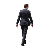 AI generated Back View of a Confident Businessman Walking Away in a Tailored Suit - Concept of Leadership and Career Progression png