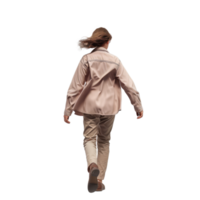 AI generated Young Woman in Casual Hoodie and Trousers Walking Away - Isolated Back View png