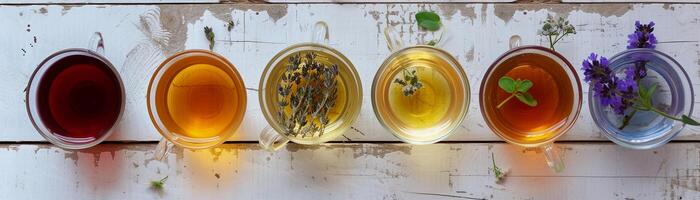 AI generated Herbal Tea Collection, background image, generative AI photo