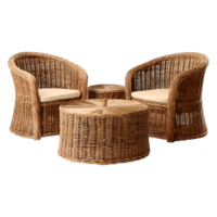 AI generated Wicker Chair Basket, chair, furniture, basket generative AI png