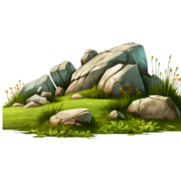 AI generated Limestone Mountains stone on grass  generative AI png