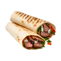 AI generated chapati ,Sandwich bread kebab food  is on isolated transparent background generative AI png