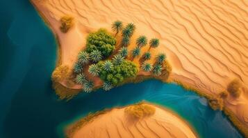 AI generated Desert Oasis, background image, generative AI photo